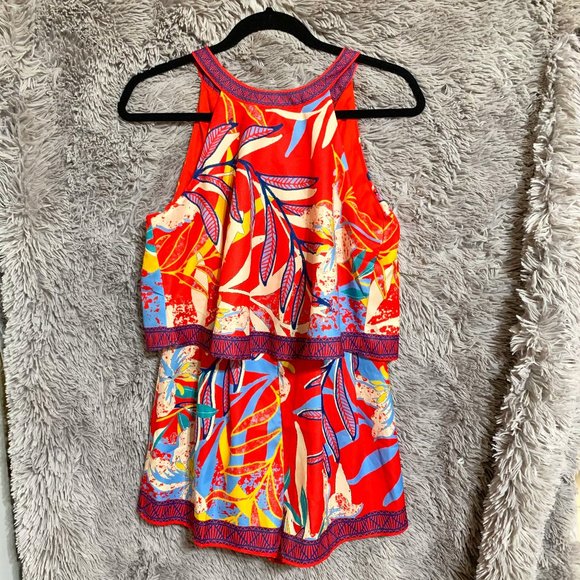 Flying Tomato Pants - Flying Tomato Red Floral Romper - Small